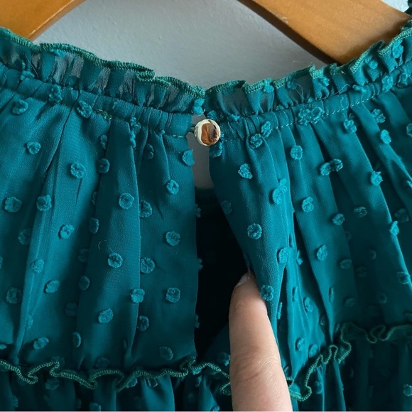 J. Crew Teal Gathered Bib Top in Swiss Dot size Small - Picture 13 of 13